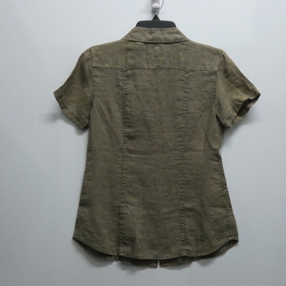 NWT Tommy Bahama Elephant Tan Two Palms 100% Linen Button Shirt Size XS - Picture 4 of 5